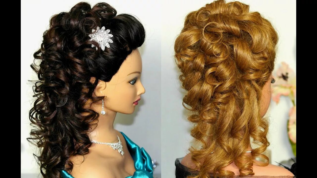 Праздничные прически на длинный волос фото Bridal, prom hairstyle for long hair. Curly hairstyle. - YouTube