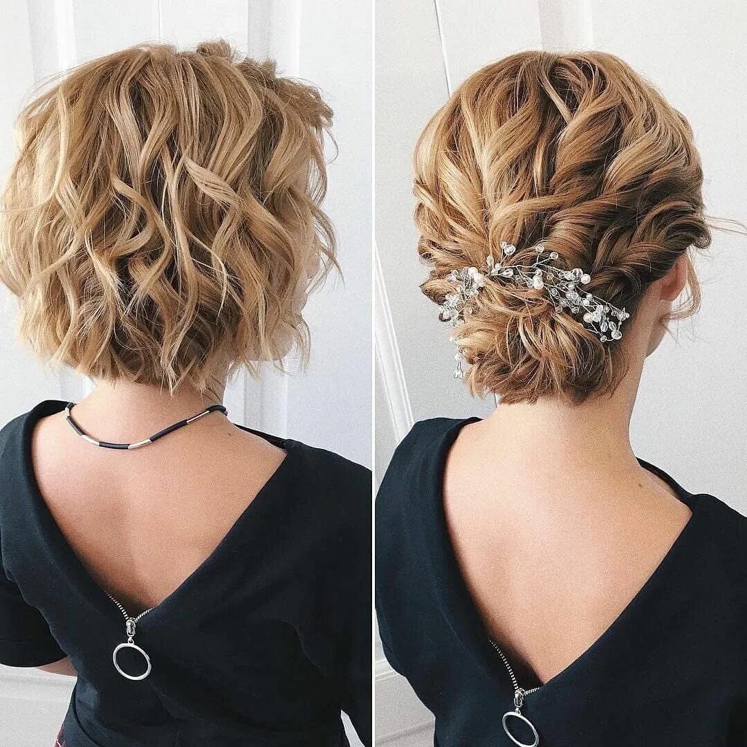 Праздничные прически на короткие волосы для женщин Pin on Прически Short hair updo, Wedding hair inspiration, Short wedding hair