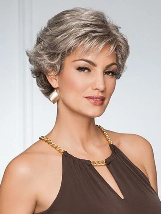 Праздничные прически на короткие волосы для женщин Capless Curly Cropped 5" Grey Wigs