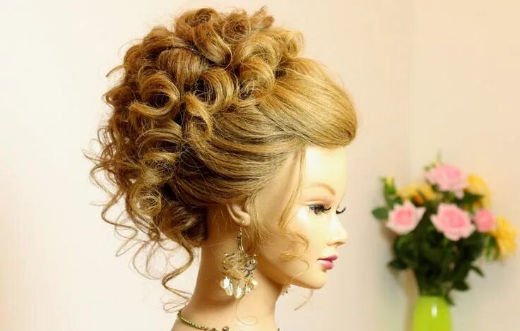 Праздничные прически на средние волосы фото Wedding prom updo. Hairstyle for long medium hair. Long hair styles, Hair styles