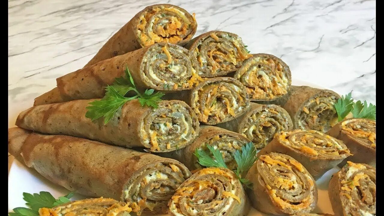 Праздничные рулетики рецепты с фото Печеночные Рулетики / Liver Rolls / Закуска из Печени / Праздничная Закуска