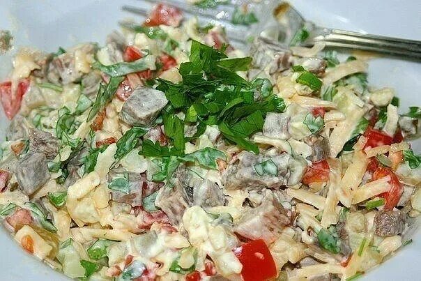 Праздничные салаты с мясом рецепты с фото Мясной салат с картофелем и сыром.... Интересный контент в группе Кухня Охотника