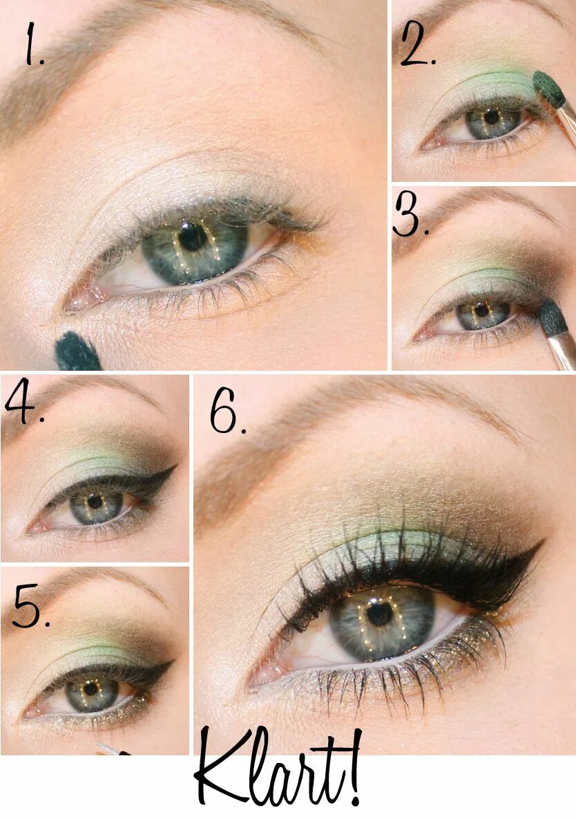 Праздничный макияж для нависшего века grön höstsminkning steg för steg Eye makeup, Makeup for green eyes, Green makeup