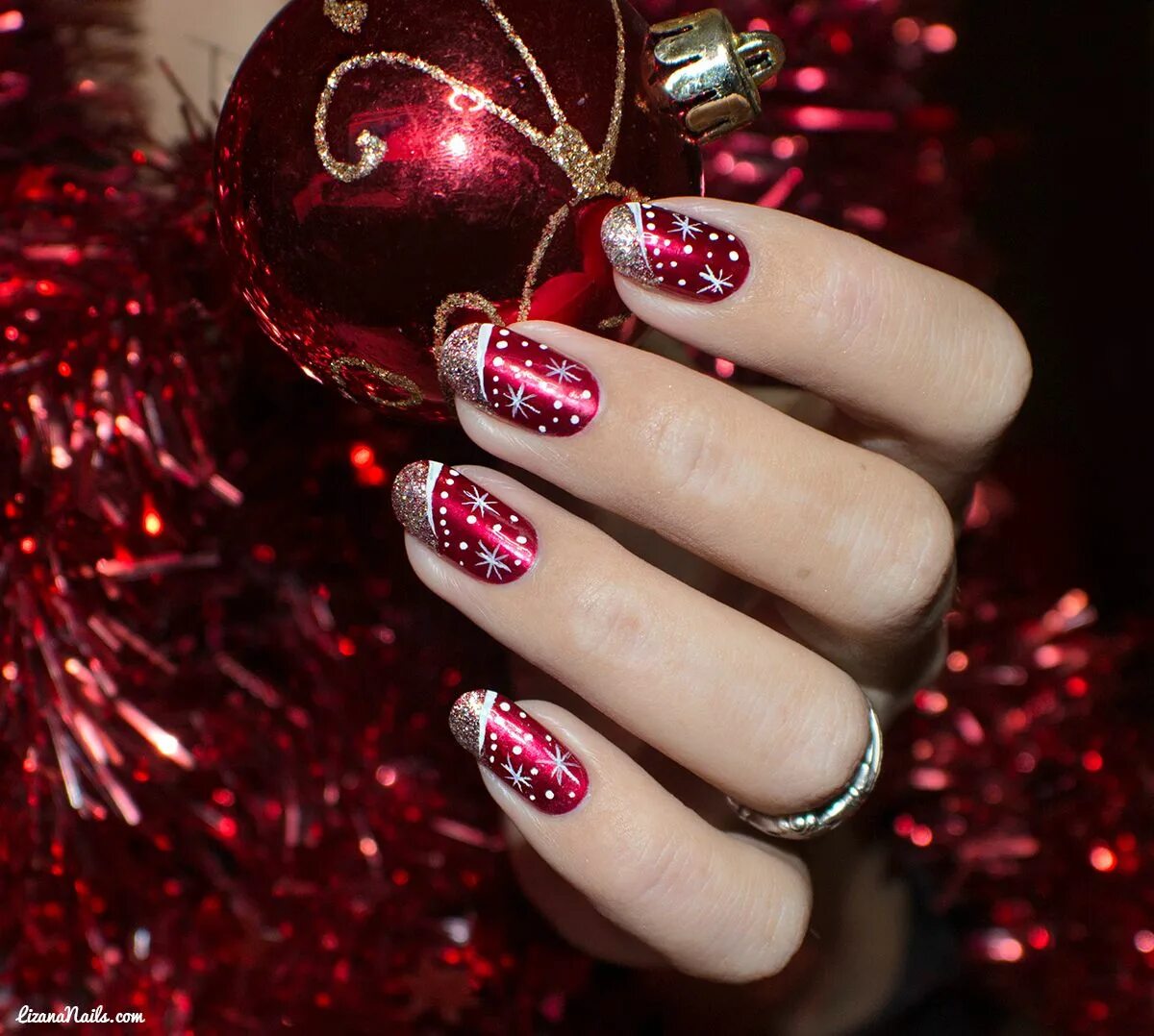 Праздничный маникюр 2024 красивые Nail Art Merry Christmas 2.0 * LizanaNails Christmas gel nails, Christmas nail d