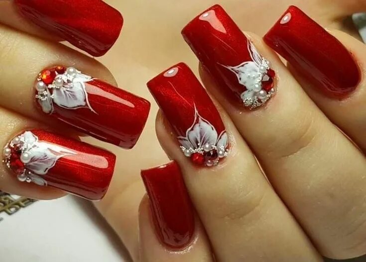 Праздничный маникюр фото Pin by Pina Grella on Unghie rosse Christmas nails, Nail art, Nail designs