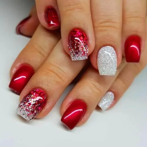 Праздничный маникюр на коротких Christmas wedding red nails Christmas nails acrylic, Acrylic nails, Christmas ge