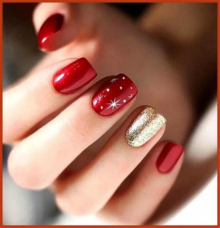 Праздничный маникюр на коротких 50 Stylish Winter Short Square Nail Designs