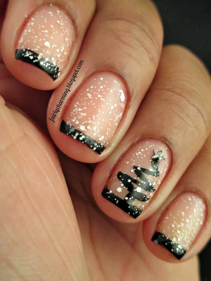 Праздничный маникюр на коротких Fairly Charming: A Christmas Eve Inspiration! Manicura de uñas, Diseños de uñas 