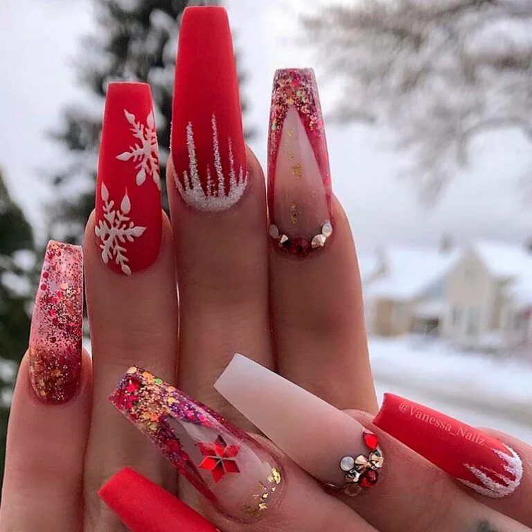 Праздничный маникюр на квадратные ногти фото 5 Easy Nail Art Designs for Beginners at Home Xmas nails, Cute christmas nails, 