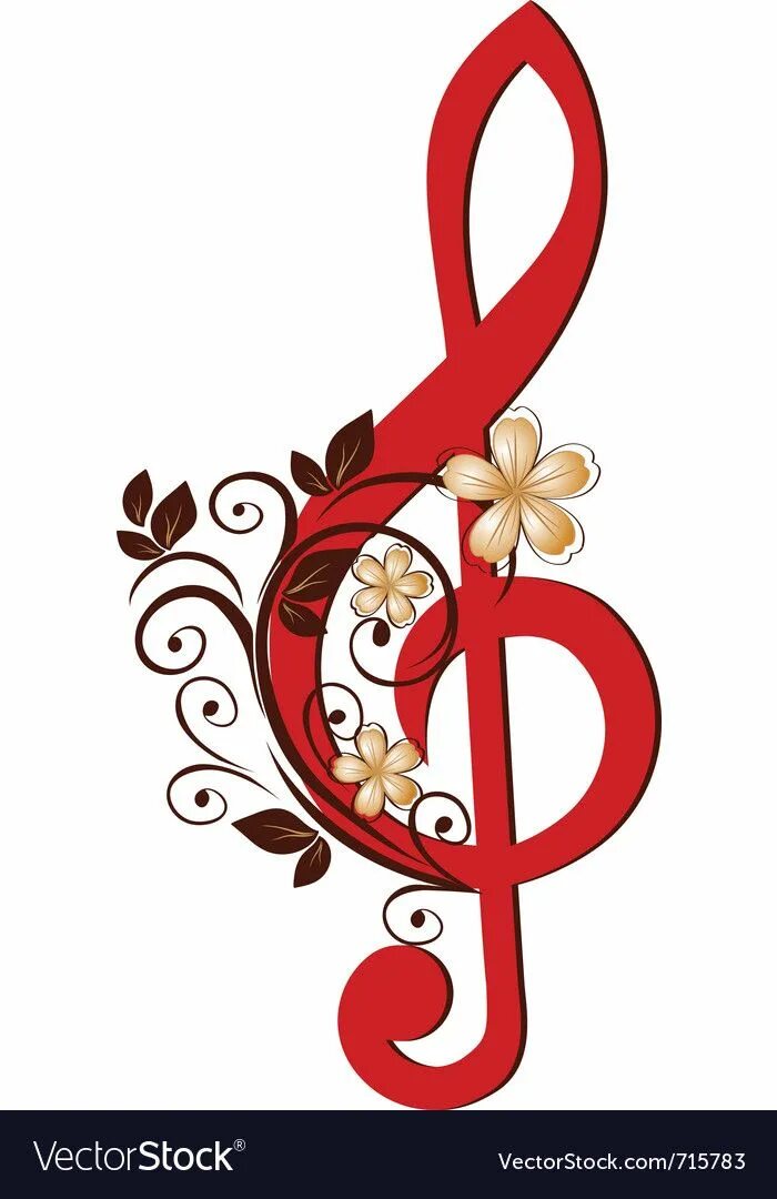 Праздничный скрипичный ключ фото Treble clef with a flower pattern vector image on VectorStock Music notes art, D