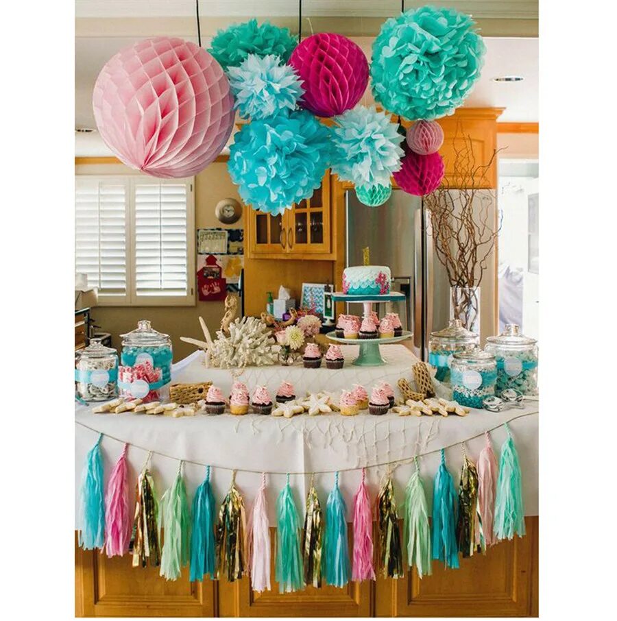 Праздник дома оформление Tassel Tissue Paper Garland Diy Decoration Paper Decor Diy Tassel Garland - 5pcs