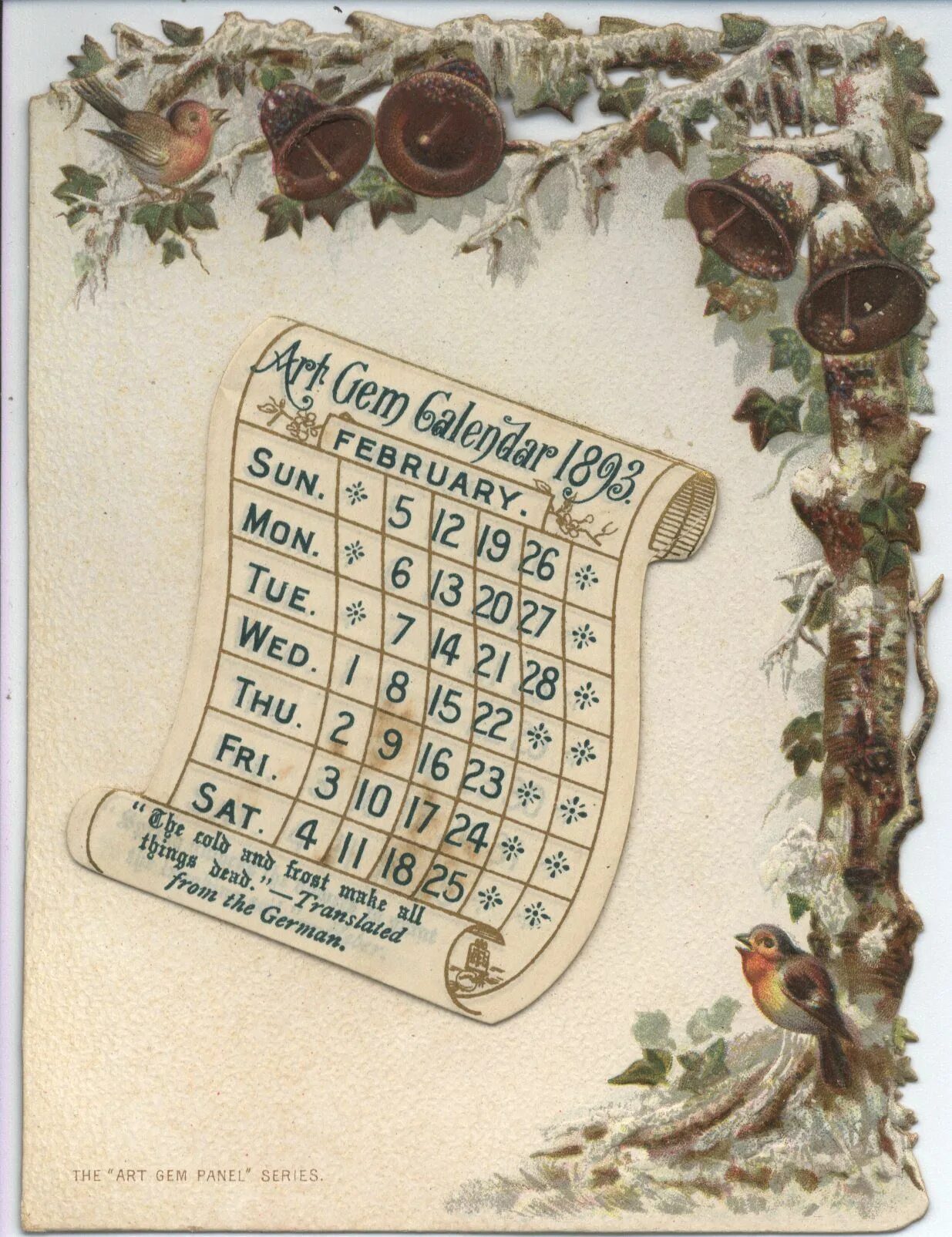 Праздник старинного календаря Full Sized Image: ART GEM CALENDAR 1893 - TuckDB Ephemera Vintage calendar, Cale