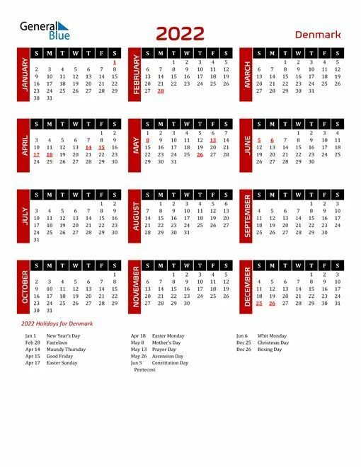 Праздники 2022 2023 года календарь Denmark 2022 Calendar with Holidays. Denmark calendars are available in multiple