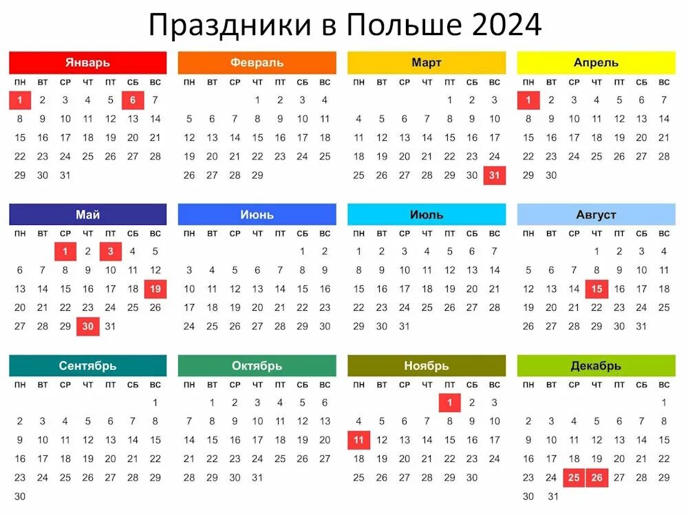 Праздники 2024 года официальные выходные календарь Праздники и выходные дни в Польше 2024