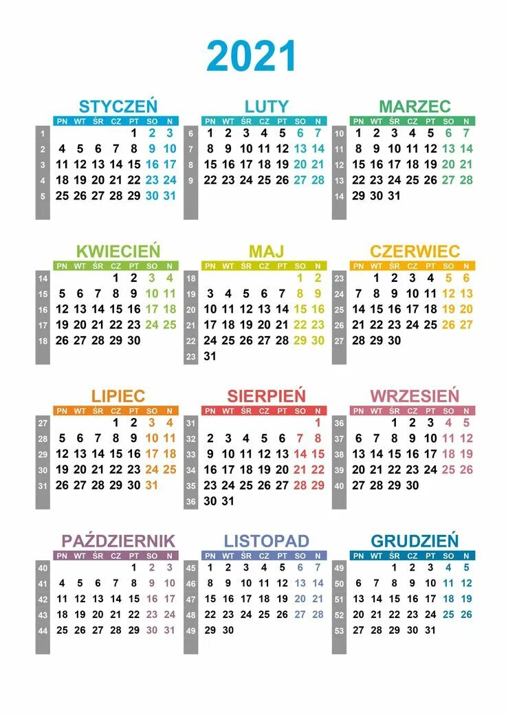 Праздники на 2021 год календарь Kalendarz Roczny 2021 2021 Calendar, Calendar template, Blank calendar template