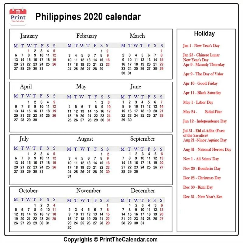 Праздники турции в 2024 году календарь 2020 Holiday Calendar Philippines Philippines 2020 Holidays