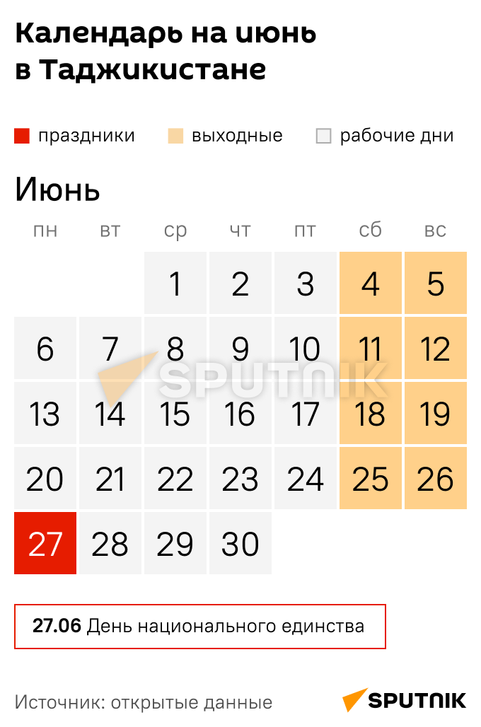 Праздники в июне календарь Праздники и выходные дни в Таджикистане в 2022 году: июнь