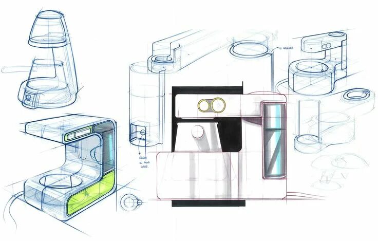 Предметный дизайн проект I.D. SKETCHING & MARKER RENDERING on Behance Sketch markers, Coffee machine desi