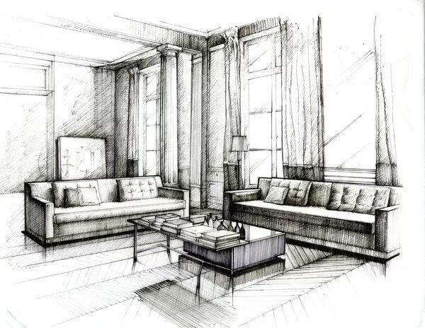 Предметы дизайнера интерьера в университете ink interior design architectural illustrations perspective presentation drawin.