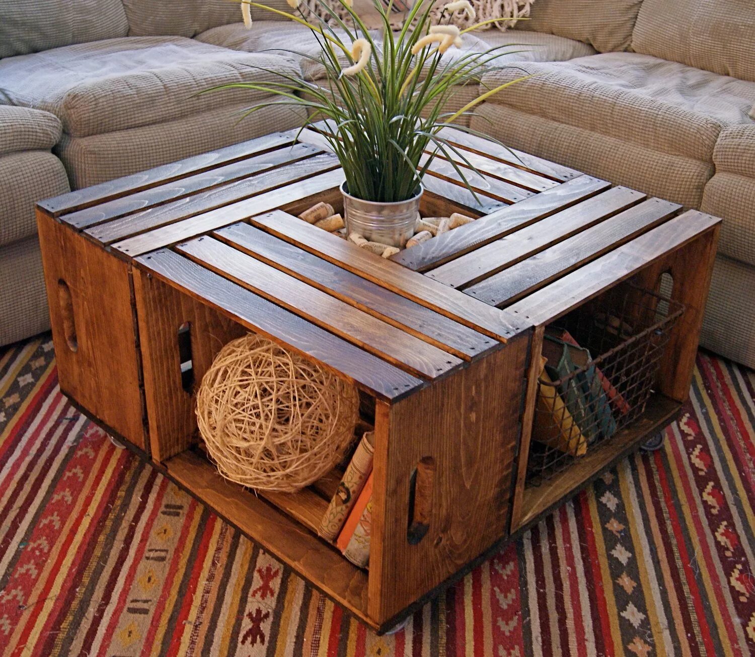 Предметы интерьера для дома своими руками diy with crates from michaels Rustic Crate Coffee Table. $340.00, via Etsy. Mesa