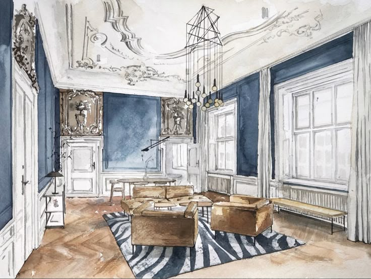 Предметы на дизайнера интерьера после 11 Contemporary interior Interior design sketches, Interior design drawings, Archit