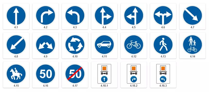 Предписывающие знаки дорожного движения фото Дорожные знаки в Днепре - avtoznak.shop