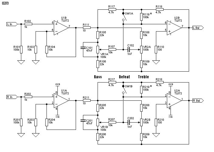 Предварительный hi fi усилитель схема усилителя HiFi stereo preamplifier with tone control Audio amplifier, Hifi, Car audio ampl