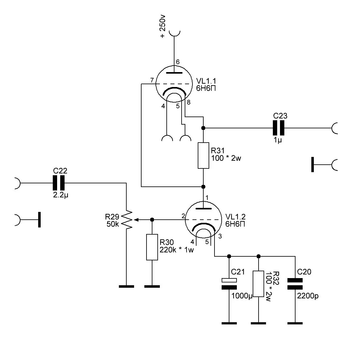 Предварительный усилитель на 6н2п схема Простой Ламповый Предварительный Усилитель (6Н6П) - Страница 2 - Ламповая техник