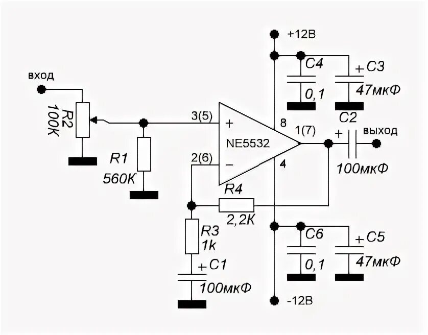 Предварительный усилитель на ne5532 схема Радиосхемы. - Предварительный усилитель на NE5532 Усилитель, Электроника, Радиол