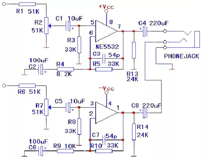 Предварительный усилитель на ne5532 схема 耳 机 放 大-电 路 图-维 库 电 子 市 场 网
