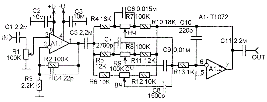 Предварительный усилитель на оу схема Предусилитель на TL072 - Предусилители, темброблоки, фильтры - Форум по радиоэле