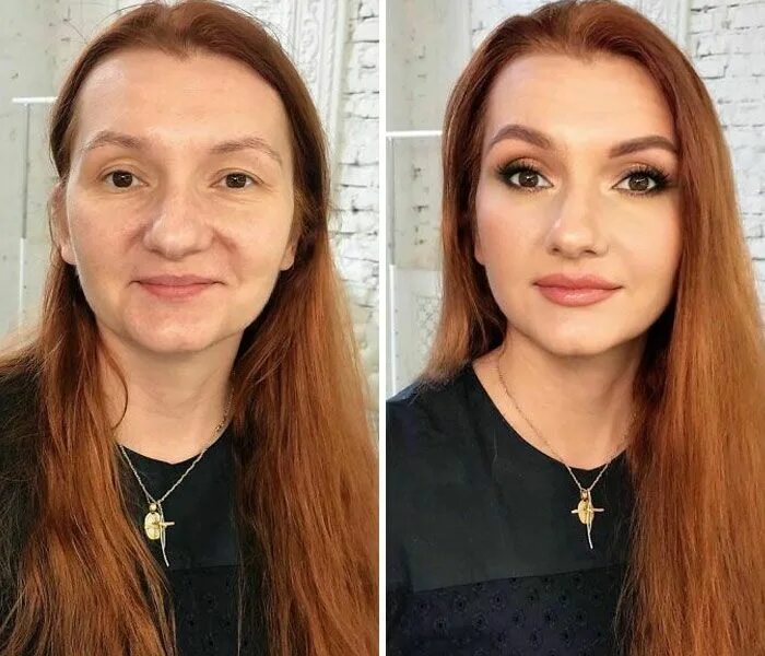 Преображение макияж фото Women-Before-After-Makeup-Lena-Motinova Makeup transformation, Celebrity makeup,