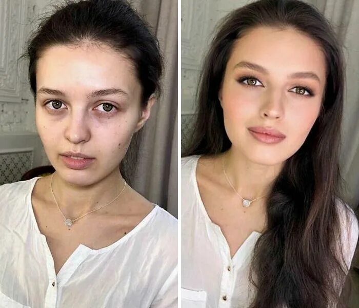 Преображение макияжем до и после фото Women-Before-After-Makeup-Lena-Motinova Frau, Frauen style, Make up