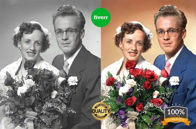 Преобразование черно белого фото в цветное Restore old photos fix and colorize old photos by Nasir_hammad Fiverr