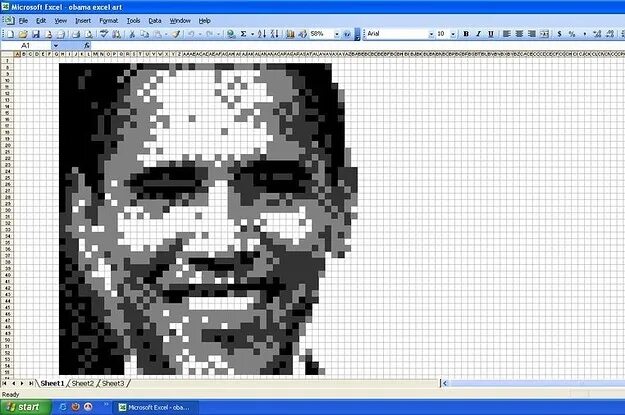 Преобразовать фото в пиксель арт 10 Incredible Spreadsheet Art Drawn With Microsoft Excel