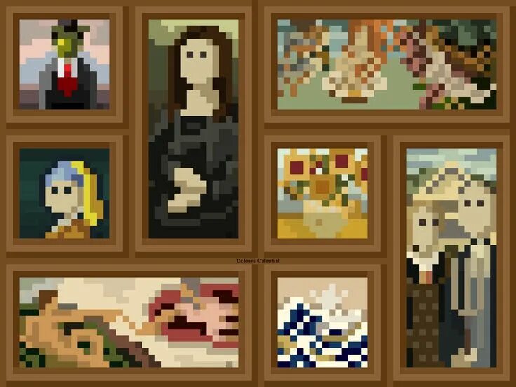 Преобразовать фото в пиксель арт famous paintings in #pixelart Pixel art, Cross stitch art, Pixel art design