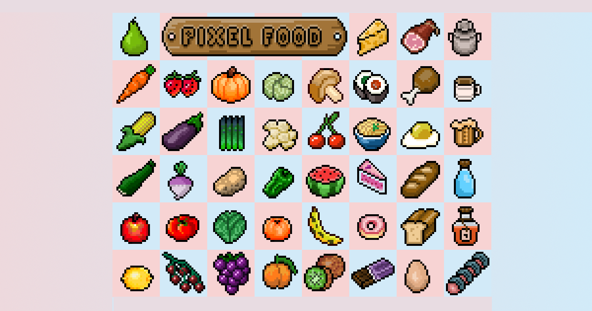 Преобразователь фото в пиксель арт 2D Pixel Food Pack Retro v2 2D Food Unity Asset Store