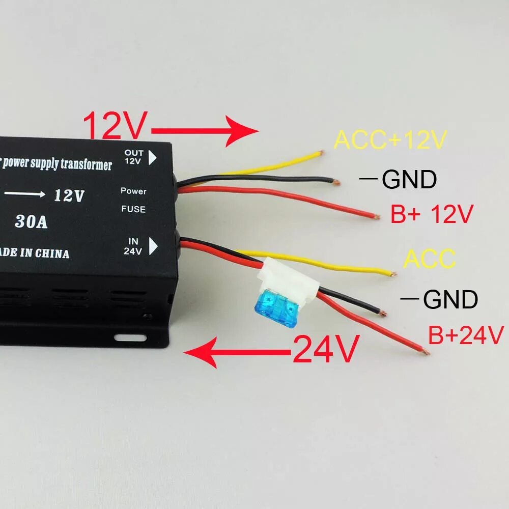 Преобразователь с тремя проводами как подключить Шаг подпушка DC преобразователь В 24 В до В 12 30A 360 Вт вт применение для груз