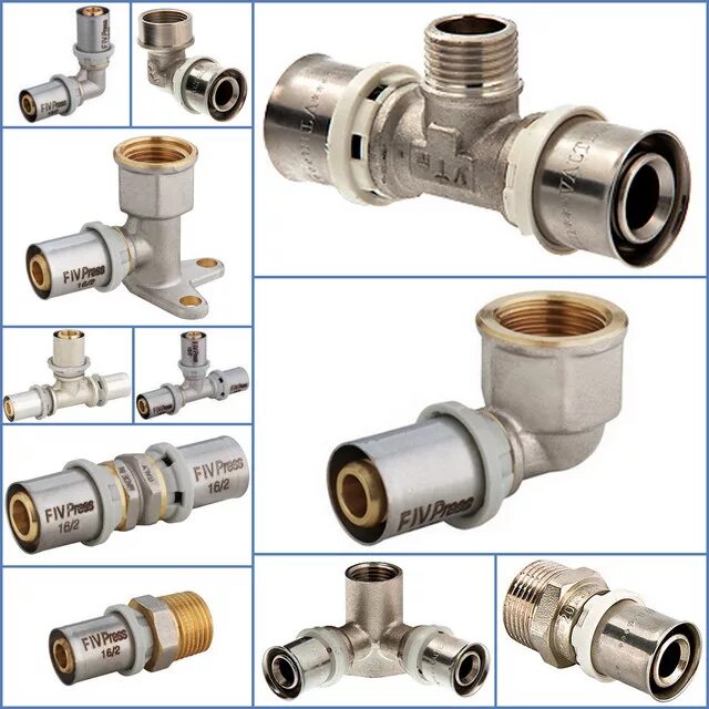 Пресс фитинги для подключения радиаторов отопления Пресс фитинги: обжимные металлопластиковые муфты для труб, инструмент для монтаж