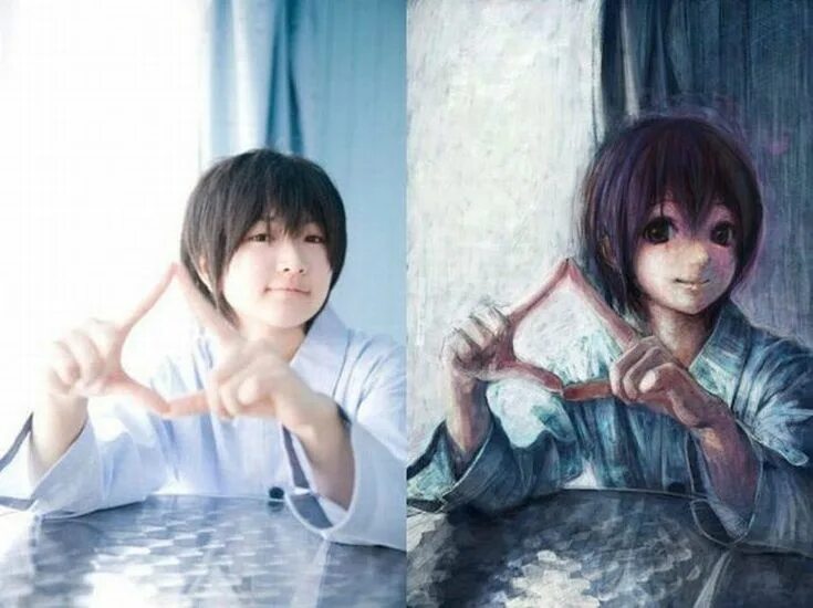 Превращает фото в аниме арт Pin on Портретная фотография Anime vs real life, Anime, Real life