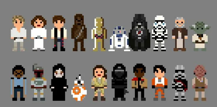 Превращение фото в пиксель арт Star wars characters, 8 bit, Pixel art