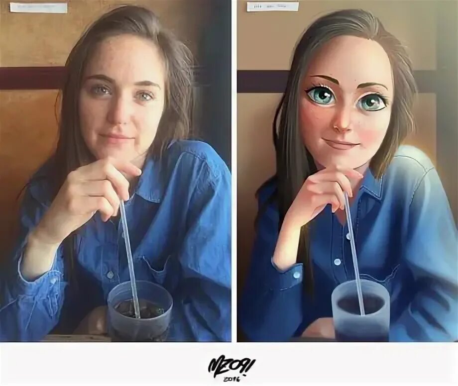 Превратить фото в арт This Illustrator Can Turn Random People Into GIant-Eyed Characters - Awesome Ill