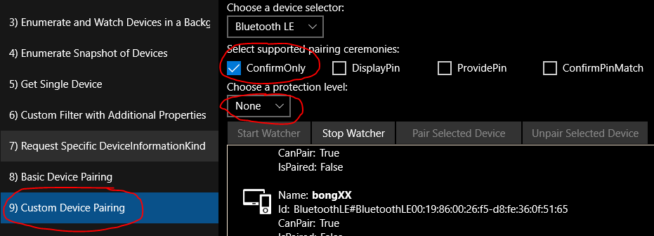 При подключении блютуз выдает ошибку c# - In UWP program, the client connection bluetooth (Ti bluetooth 4.0) equipmen