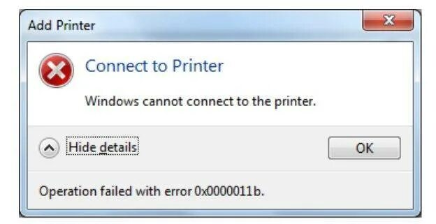 При подключении принтера по сети ошибка 0x0000011b Erros 0x0000011b e 0x000000cb ao tentar conectar impressora - Microsoft Communit