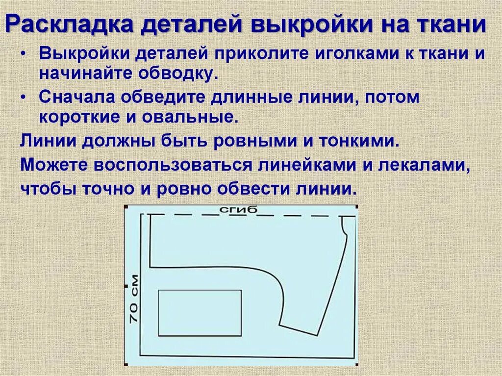 При раскладке выкройки на ткань учитывают ответ В какой последовательности следует выполнять раскладку выкройки: найдено 88 изоб