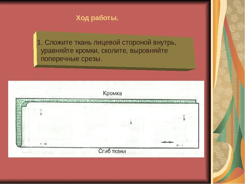 При раскладке выкройки на ткань учитывают ответ Картинки КАК СЛОЖИТЬ ТКАНЬ