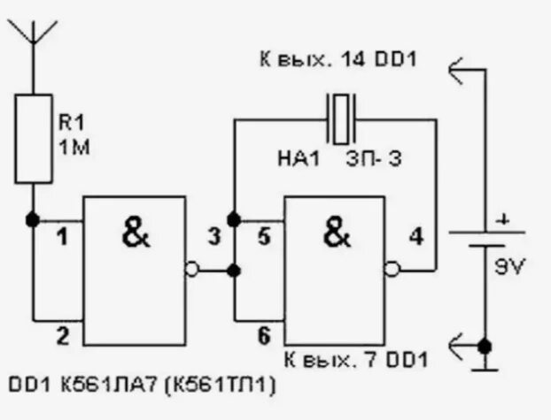 Прибор для поиска скрытой проводки схема Ответы Mail.ru: Как работает логическая микросхема К561ЛА7? Подробности ниже.