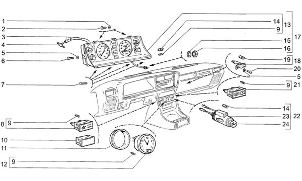 Приборная панель ваз 2105 схема Приборы ВАЗ . Каталог запчастей с ценами Жигули 2107 (ВАЗ-семёрка)