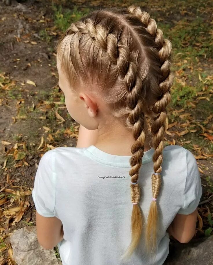 Прическа 2 колоска для девочки Double Rope Twist into Infinity Braids Cute braided hairstyles, Girl hair dos, C