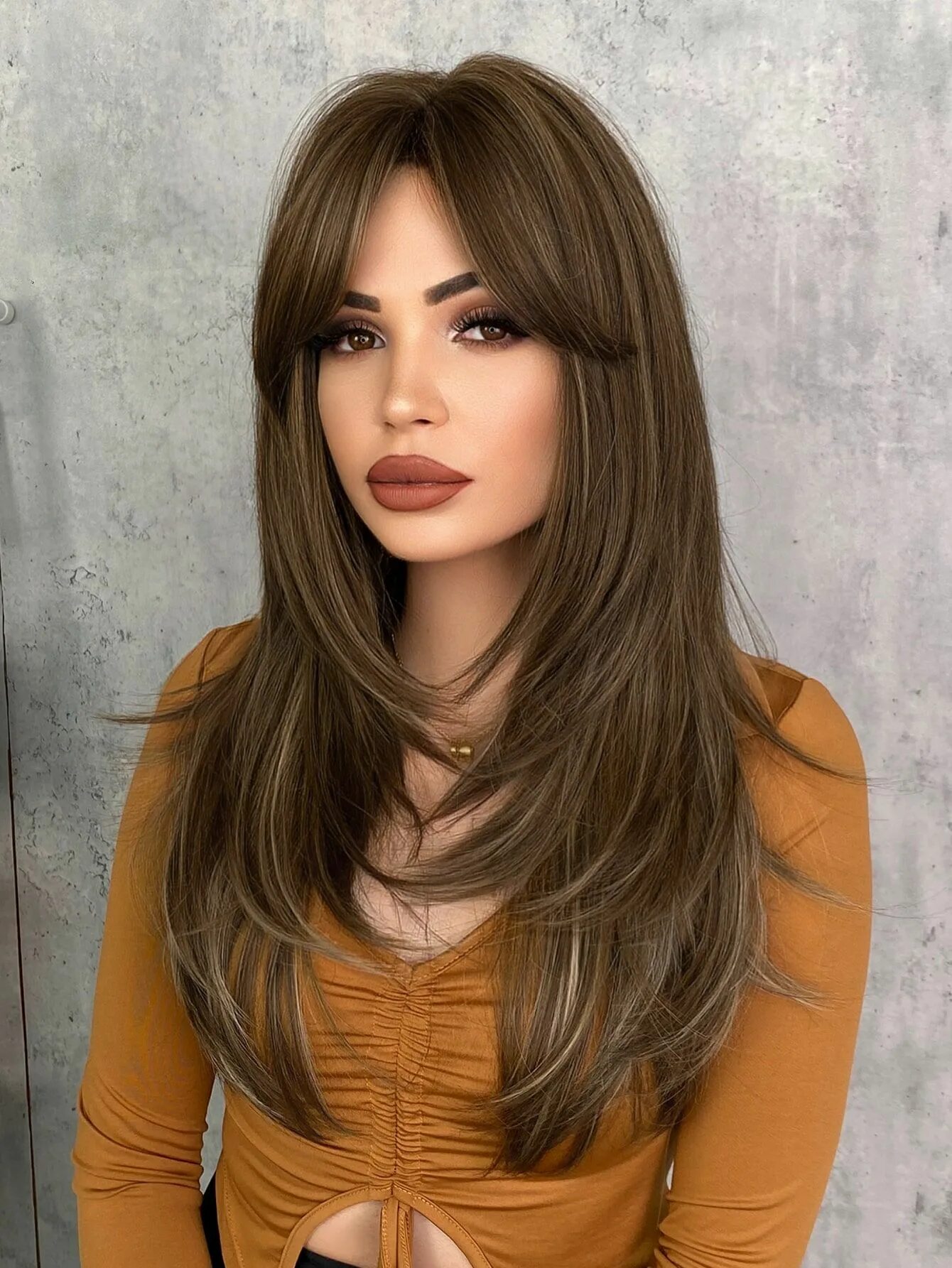 Прическа 2023 женская длинные волосы Long Straight Synthetic Wig With Bangs Capelli, Idee per capelli, Capelli lunghi